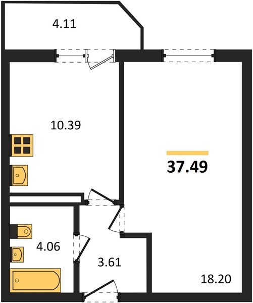 Фото №1: 1-комнатная квартира 37 м² - Краснодар, Прикубанский внутригородской округ, Восточный, мкр. жилой комплекс Квартал № 6