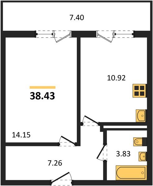 Фото №1: 1-комнатная квартира 38 м² - Краснодар, Прикубанский внутригородской округ, Восточный, мкр. жилой комплекс Квартал № 6