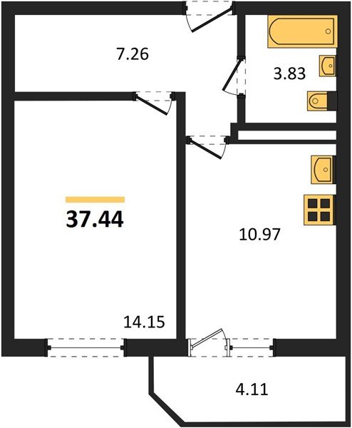 Фото №1: 1-комнатная квартира 37 м² - Краснодар, Прикубанский внутригородской округ, Восточный, мкр. жилой комплекс Квартал № 6