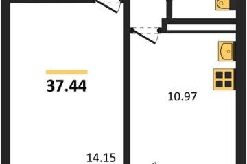 Фото №1: 1-комнатная квартира 37 м² - Краснодар, мкр. жилой комплекс Квартал № 6, 