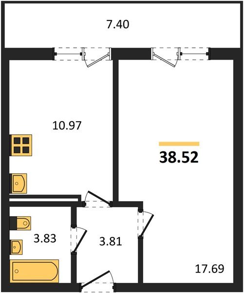 Фото №1: 1-комнатная квартира 38 м² - Краснодар, Прикубанский внутригородской округ, Восточный, мкр. жилой комплекс Квартал № 6