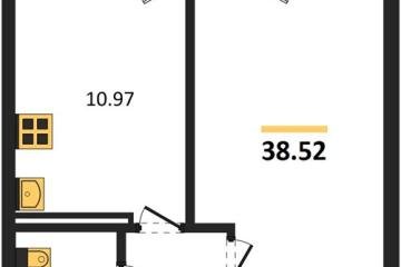 Фото №1: 1-комнатная квартира 38 м² - Краснодар, мкр. жилой комплекс Квартал № 6, 