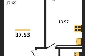 Фото №1: 1-комнатная квартира 37 м² - Краснодар, мкр. жилой комплекс Квартал № 6, 