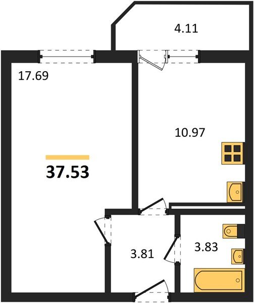 Фото №1: 1-комнатная квартира 37 м² - Краснодар, Прикубанский внутригородской округ, Восточный, мкр. жилой комплекс Квартал № 6