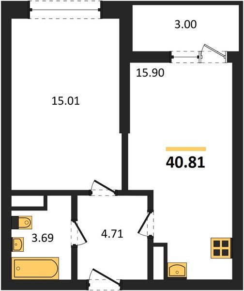 Фото №1: 1-комнатная квартира 40 м² - Майкоп, 