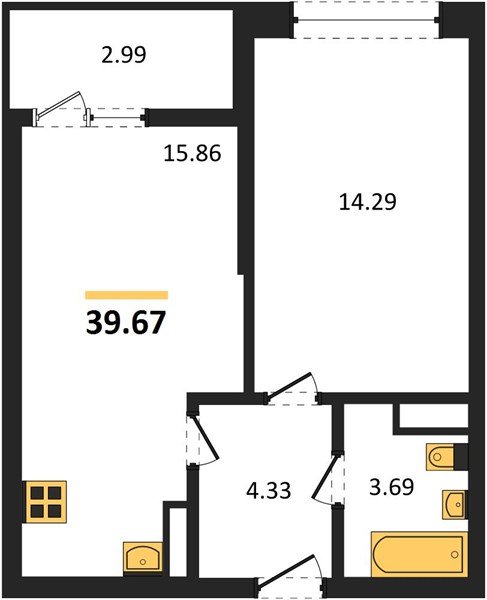 Фото №1: 1-комнатная квартира 39 м² - Майкоп, 