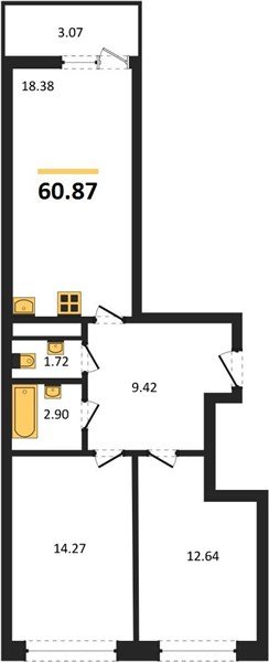 Фото №1: 2-комнатная квартира 60 м² - Майкоп, 