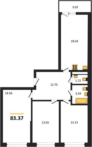 Фото №1: 3-комнатная квартира 83 м² - Майкоп, 
