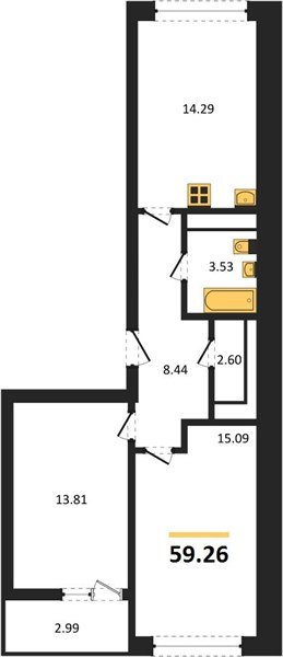 Фото №1: 2-комнатная квартира 59 м² - Майкоп, 