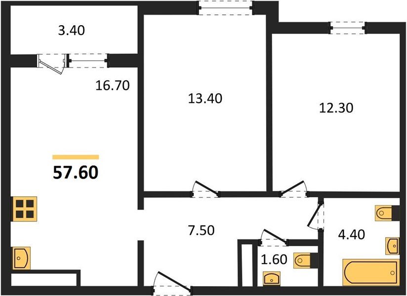 Фото №1: 2-комнатная квартира 57 м² - Краснодар, жилой комплекс Все Свои, ул. Колхозная, 5/2к1