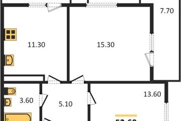Фото №1: 2-комнатная квартира 54 м² - Краснодар, мкр. Прикубанский внутригородской округ, 