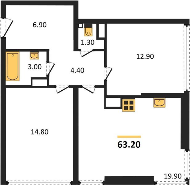 Фото №1: 2-комнатная квартира 63 м² - Краснодар, Прикубанский внутригородской округ, мкр. жилой комплекс Самолёт-6
