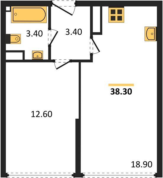 Фото №1: 1-комнатная квартира 38 м² - Краснодар, Прикубанский внутригородской округ, мкр. жилой комплекс Самолёт-6