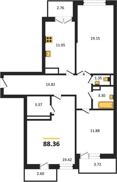 Фото №1: 3-комнатная квартира 88 м² - Краснодар, Музыкальный, ул. Российская, 257/7