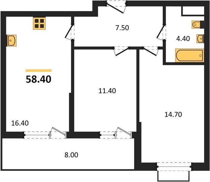 Фото №1: 2-комнатная квартира 58 м² - Новая Адыгея, 