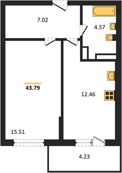 Фото №1: 1-комнатная квартира 44 м² - Краснодар, Прикубанский внутригородской округ, мкр. Горхутор