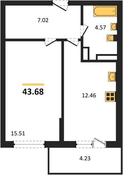 Фото №1: 1-комнатная квартира 44 м² - Краснодар, Прикубанский внутригородской округ, мкр. Горхутор
