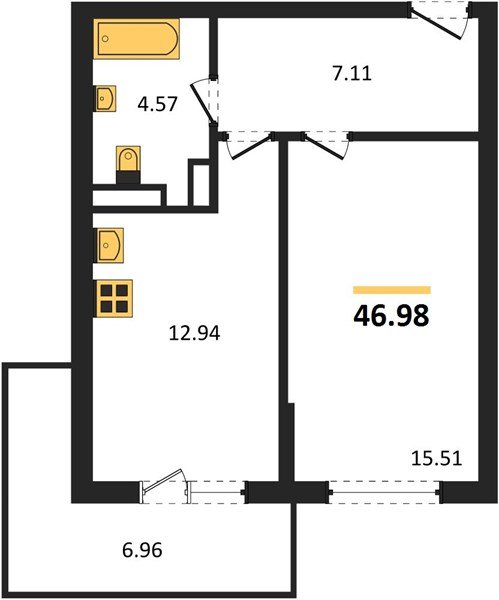 Фото №1: 1-комнатная квартира 46 м² - Краснодар, Прикубанский внутригородской округ, мкр. Горхутор