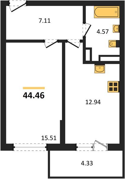 Фото №1: 1-комнатная квартира 44 м² - Краснодар, Прикубанский внутригородской округ, мкр. Горхутор
