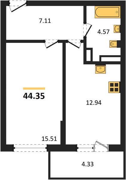 Фото №1: 1-комнатная квартира 44 м² - Краснодар, Прикубанский внутригородской округ, мкр. Горхутор