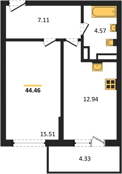 Фото №1: 1-комнатная квартира 44 м² - Краснодар, Прикубанский внутригородской округ, мкр. Горхутор