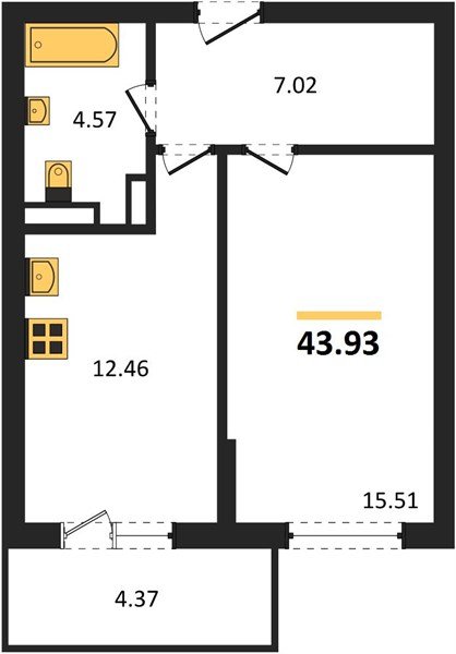 Фото №1: 1-комнатная квартира 44 м² - Краснодар, Прикубанский внутригородской округ, мкр. Горхутор