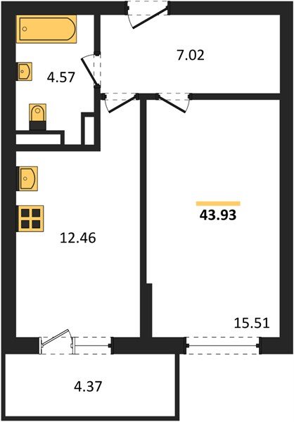 Фото №1: 1-комнатная квартира 44 м² - Краснодар, Прикубанский внутригородской округ, мкр. Горхутор