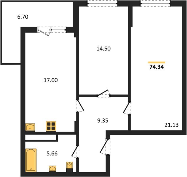 Фото №1: 2-комнатная квартира 74 м² - Краснодар, Прикубанский внутригородской округ, мкр. Горхутор
