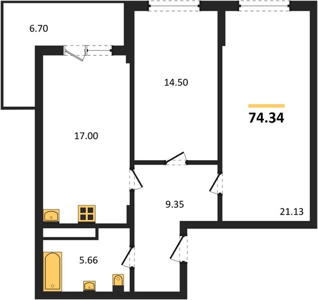 Фото №1: 2-комнатная квартира 74 м² - Краснодар, Горхутор