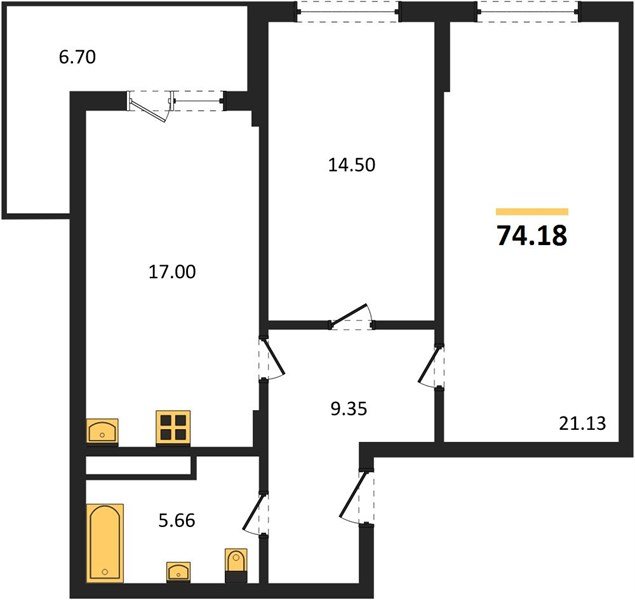 Фото №1: 2-комнатная квартира 74 м² - Краснодар, Прикубанский внутригородской округ, мкр. Горхутор