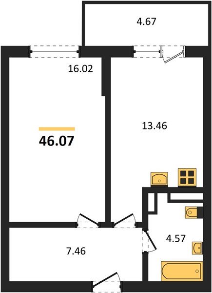 Фото №1: 1-комнатная квартира 46 м² - Краснодар, Прикубанский внутригородской округ, мкр. Горхутор