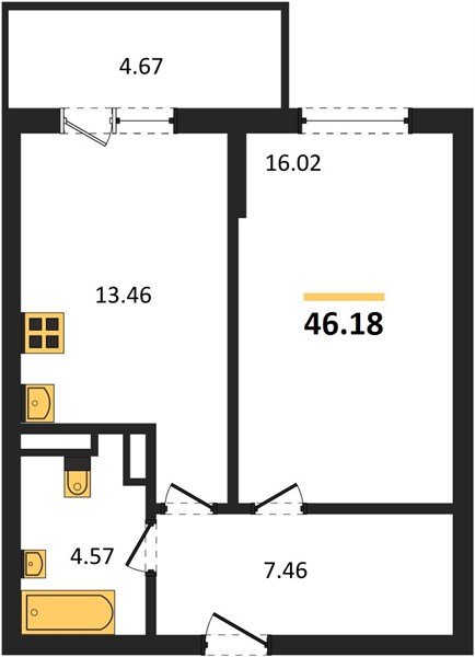 Фото №1: 1-комнатная квартира 46 м² - Краснодар, Прикубанский внутригородской округ, мкр. Горхутор