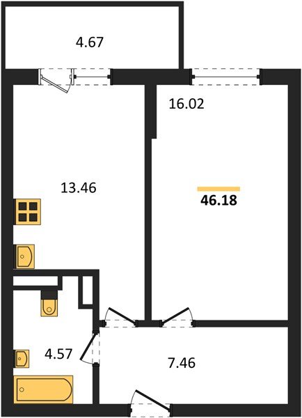 Фото №1: 1-комнатная квартира 46 м² - Краснодар, Горхутор, 