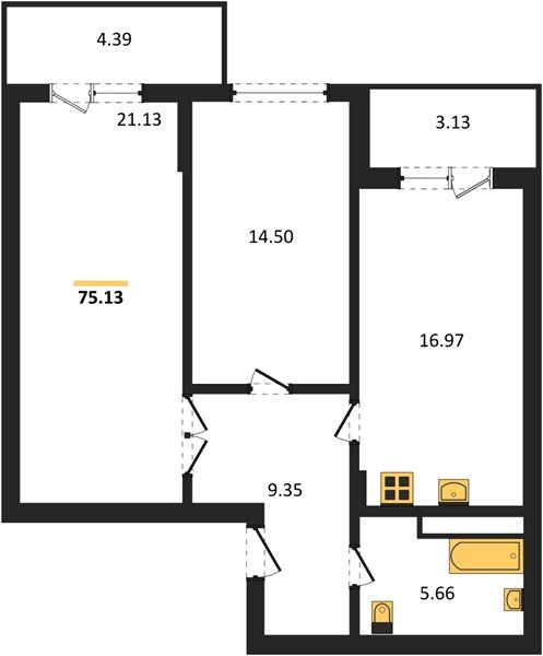 Фото №1: 2-комнатная квартира 75 м² - Краснодар, Прикубанский внутригородской округ, мкр. Горхутор