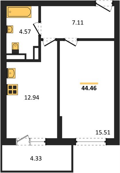 Фото №1: 1-комнатная квартира 44 м² - Краснодар, Прикубанский внутригородской округ, мкр. Горхутор
