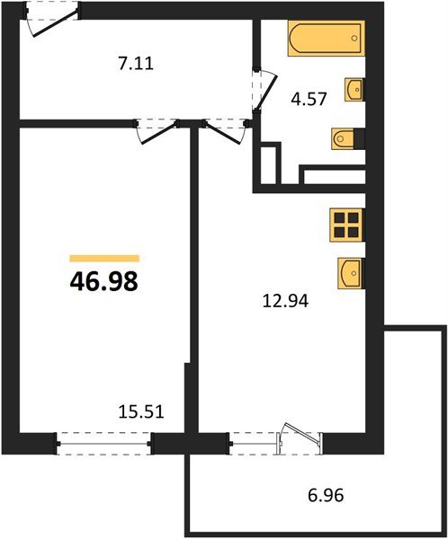 Фото №1: 1-комнатная квартира 47 м² - Краснодар, Прикубанский внутригородской округ, мкр. Горхутор
