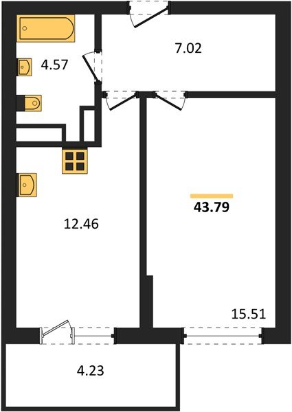 Фото №1: 1-комнатная квартира 44 м² - Краснодар, Прикубанский внутригородской округ, мкр. Горхутор