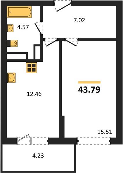 Фото №1: 1-комнатная квартира 44 м² - Краснодар, Прикубанский внутригородской округ, мкр. Горхутор