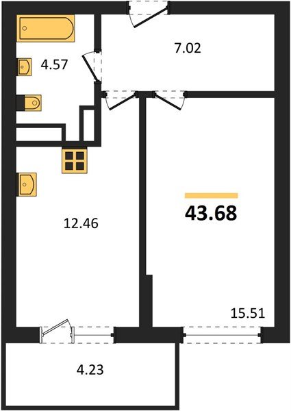 Фото №1: 1-комнатная квартира 44 м² - Краснодар, Прикубанский внутригородской округ, мкр. Горхутор