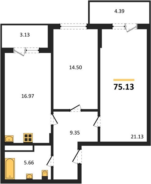 Фото №1: 2-комнатная квартира 75 м² - Краснодар, Прикубанский внутригородской округ, мкр. Горхутор