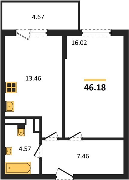 Фото №1: 1-комнатная квартира 46 м² - Краснодар, Прикубанский внутригородской округ, мкр. Горхутор
