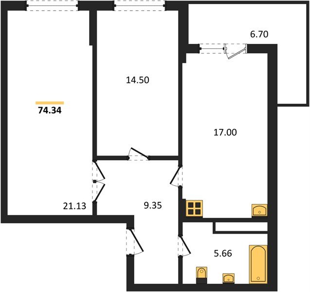 Фото №1: 2-комнатная квартира 74 м² - Краснодар, Прикубанский внутригородской округ, мкр. Горхутор