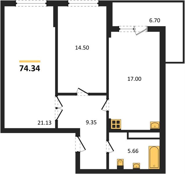 Фото №1: 2-комнатная квартира 74 м² - Краснодар, Горхутор, 