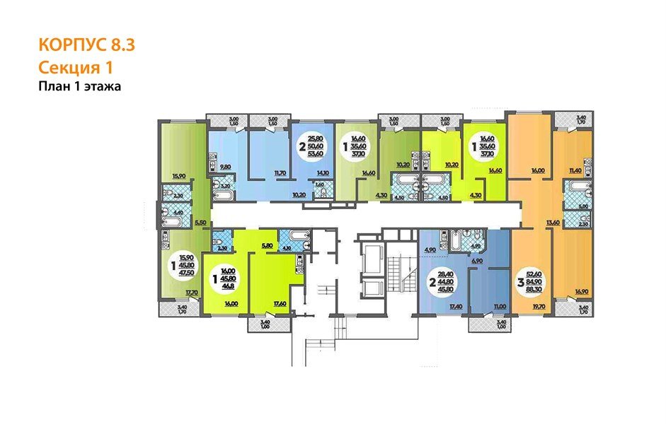 Фото №7: 2-комнатная квартира 53 м² - Краснодар, ЖК Парк у Дома, ЖК Бауинвест, жилой комплекс Бауинвест, жилой комплекс Парк У Дома, мкр. Прикубанский внутригородской округ, ул. Героя Владислава Посадского, 17