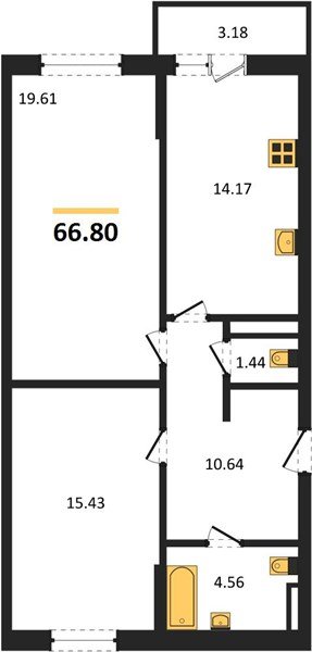Фото №1: 2-комнатная квартира 65 м² - Яблоновский, ул. Шоссейная, 65