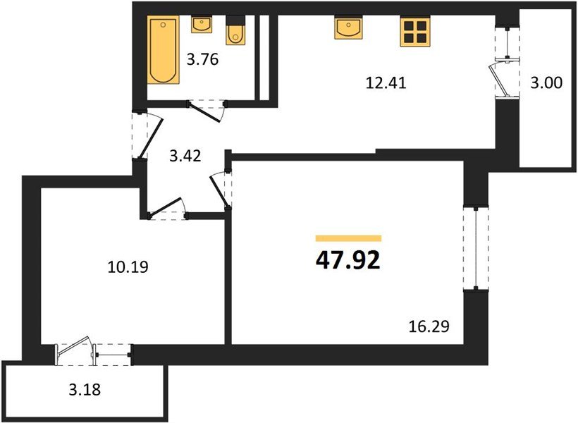 Фото №1: 2-комнатная квартира 47 м² - Яблоновский, ул. Шоссейная, 65