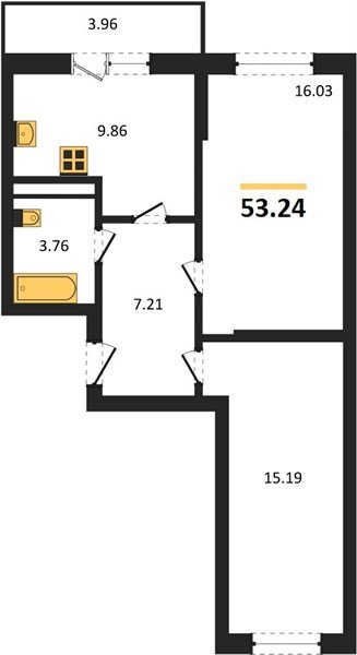 Фото №1: 2-комнатная квартира 52 м² - Яблоновский, ул. Шоссейная, 65