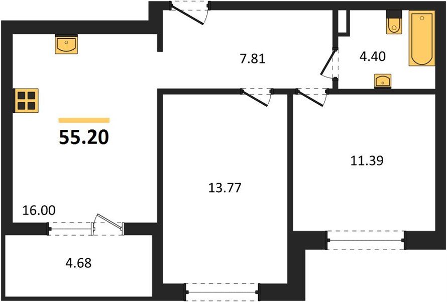 Фото №1: 2-комнатная квартира 55 м² - Краснодар, Прикубанский внутригородской округ, мкр. жилой комплекс Друзья, ул. имени Генерала Брусилова, 28к4