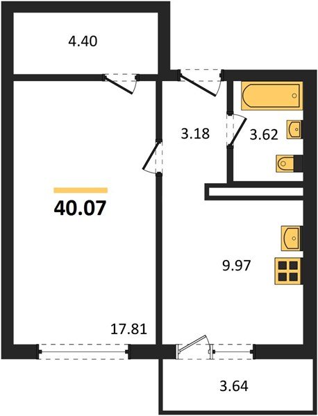 Фото №1: 1-комнатная квартира 40 м² - Лабинск, ул. Калинина, 309