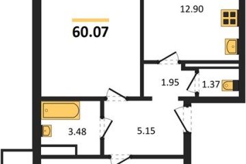 Фото №1: 2-комнатная квартира 60 м² - Берёзовый, мкр. жилой комплекс Молодёжный-2, ул. имени Профессора Малигонова, 42/2к1